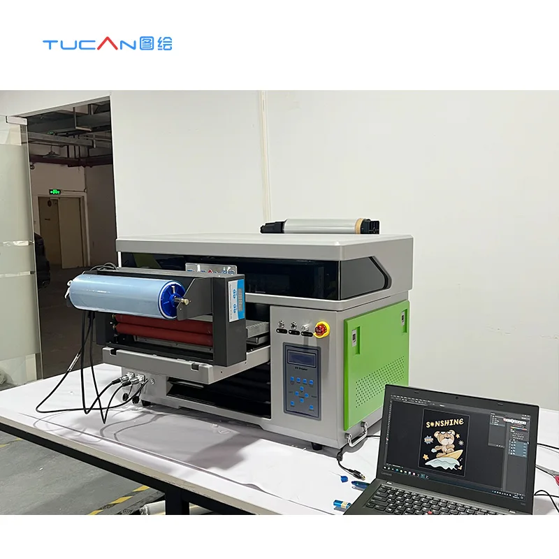 Commercial UV 4060 3 in 1 flatbed cylinder rotary roll to roll UV DTF hybrid printing for Acrylic wood and aluminum products