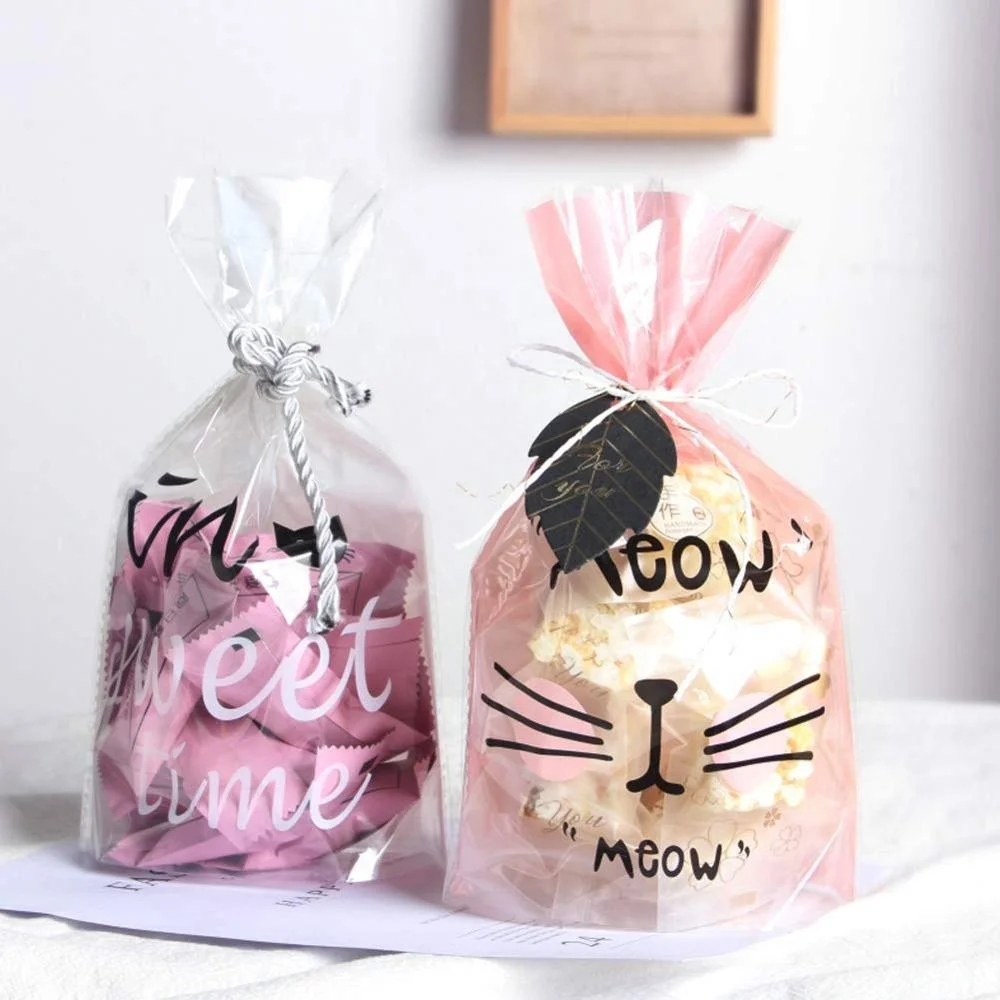 custom 100 pack biodegradable plastic bags with twist ties  for marshmallow candy snacks  cpp treat bags