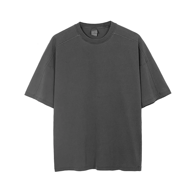 Wholesale 250G youth men 100% cotton tee shirt loose patchwork oversized washed vintage t shirts