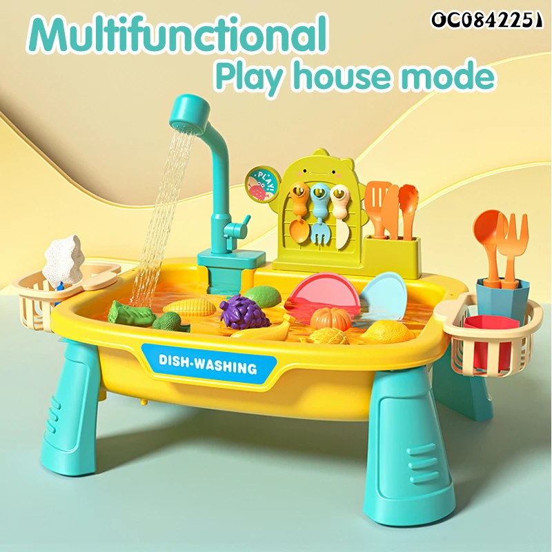 Summer electric new ocean fishing game table dish wash table ware toy for kids