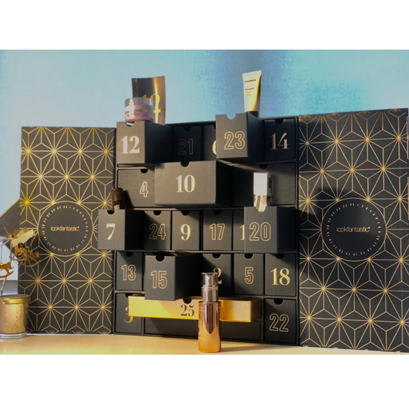 Роскошная блестящая картонная коробка с календарем для красивых косметических подарочных коробок