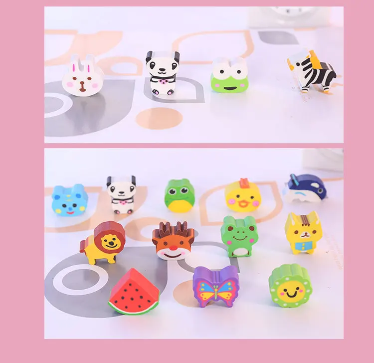 Подарочная игрушка без пыли, креативный мультяшный карандаш в виде животного, многоцветный резиновый нетоксичный ластик из ТПР для студентов