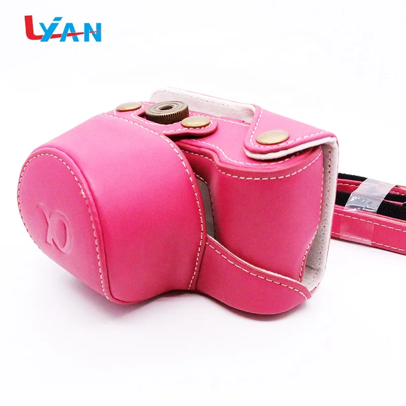 PU leather camera bag for Pentax QS1 Q-S1 Camera 5-15mm Lens W/ Strap red