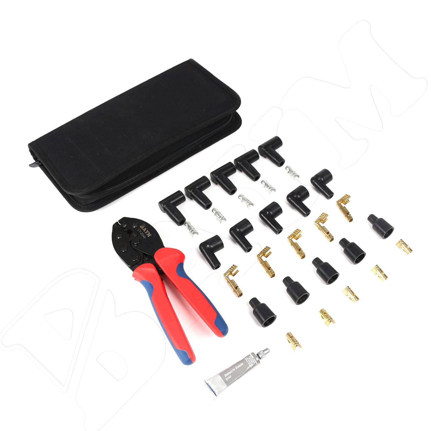BAYM Ferrule Ratchet Spark Crimping Pliers Plug Stripping Tool LY-2048 Wire Crimper 8.5mm 180/90 Straight Terminal Schmierfett