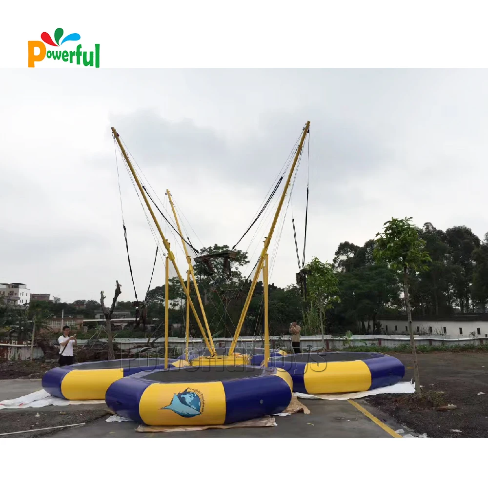 Inflatable bungee jumping trampoline amusement park equipment for sale