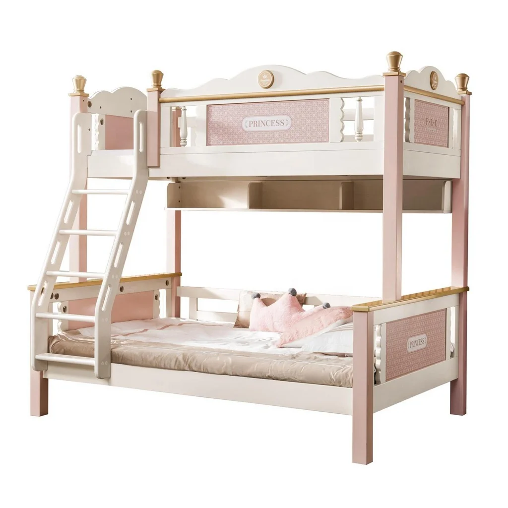 Фабричная Высококачественная детская двухъярусная кровать современная роскошная из массива дерева дизайнерская для детей