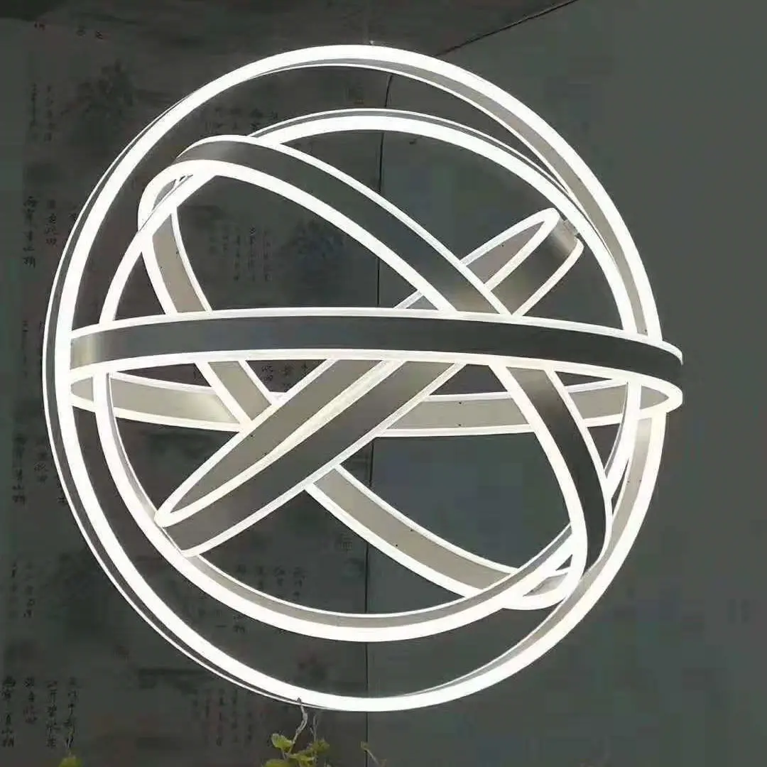 Nordic minimalist modern large chandelier Creative multiple ring combination new design LED hotel lobby circle chandelier