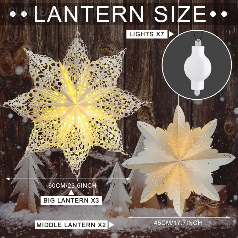 Personalized Christmas Star Snowflake Paper Star Lanterns Wholesale christmas paper star