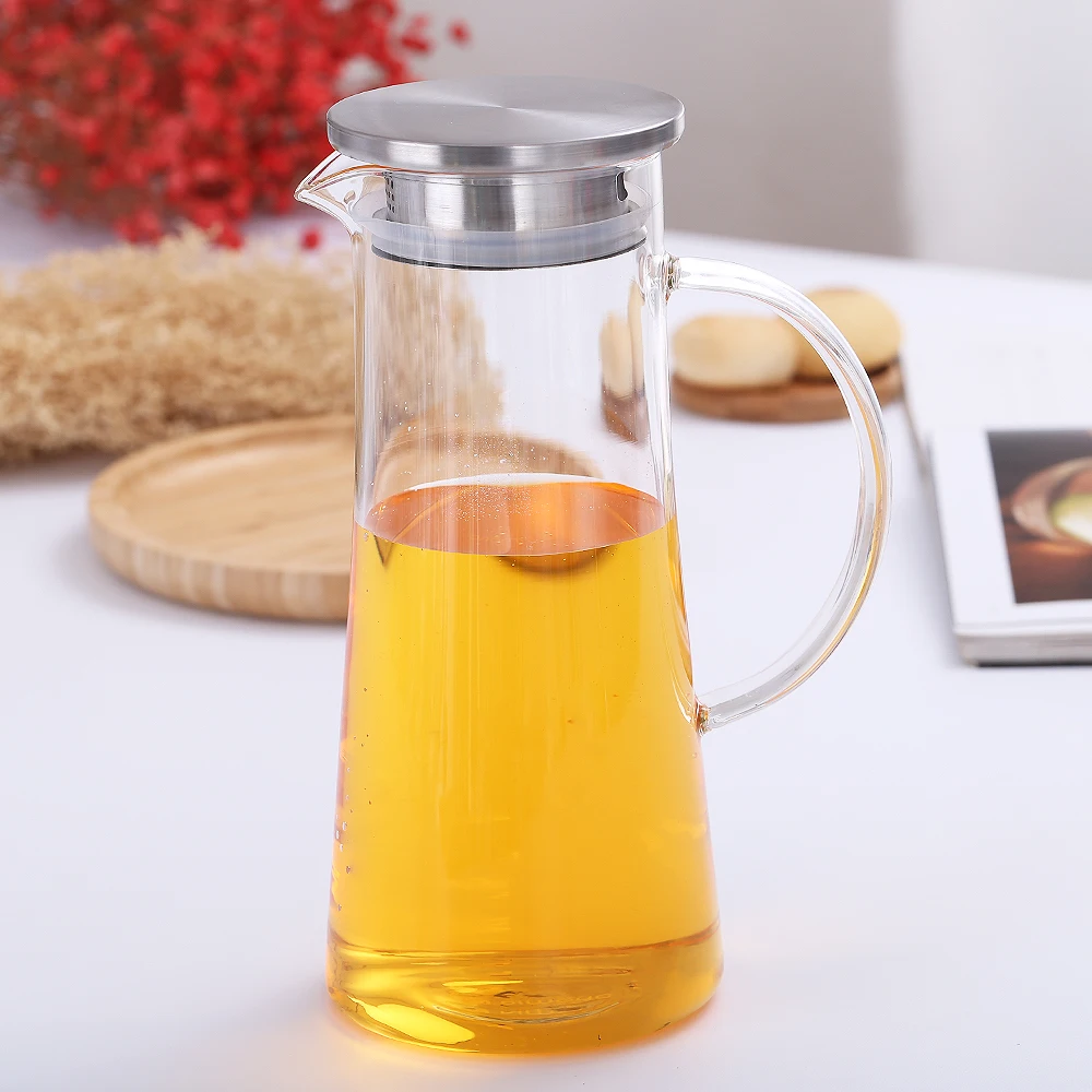 1200ml Wholesale glass cold water flower tea pot  juice pot tea set gift set high temperature resistant
