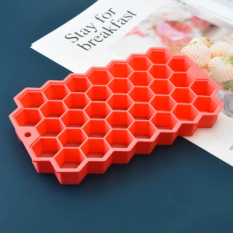 New Silicone Honeycomb Ice Cube Mold 37 Grid Ice Box Diy Ice Cube Can Accept Customized Colors