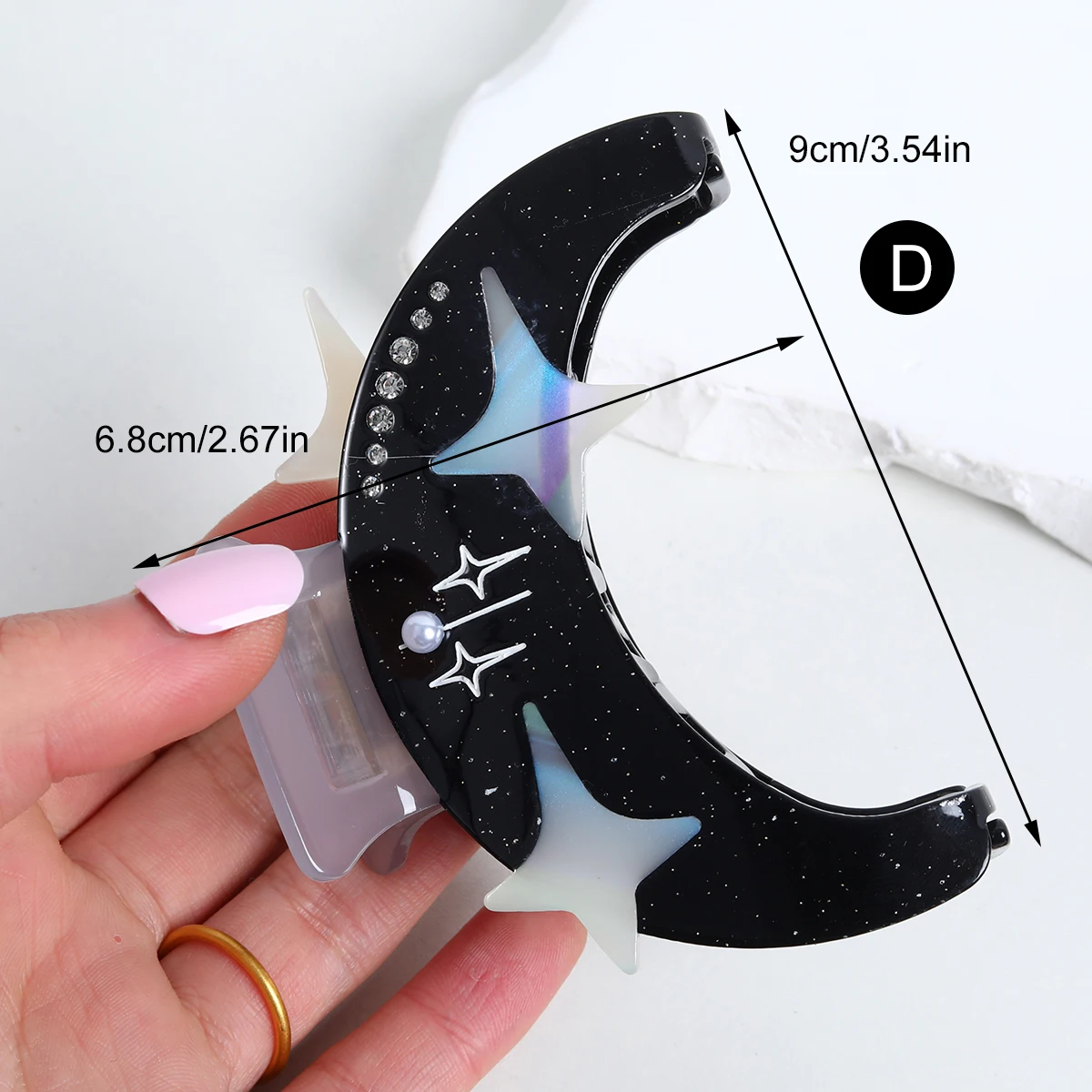 personalized inspiration moon and bck acetic kawaii star hair clip claw for holiday gift