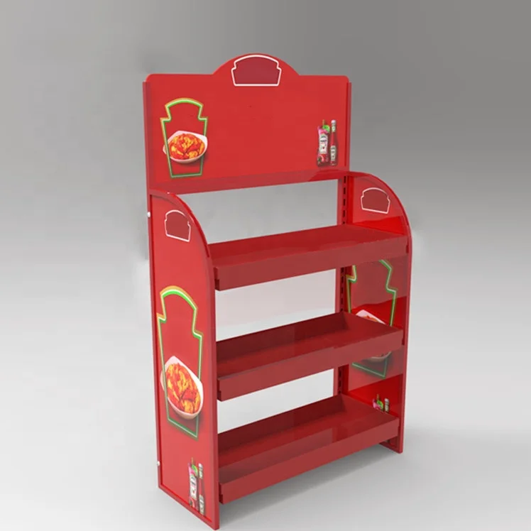 Custom Supermarket Store Seasoning Container Sauce Spice Bottle Drink Canned Food Snacks Potato Chip Metal Display Rack Stand