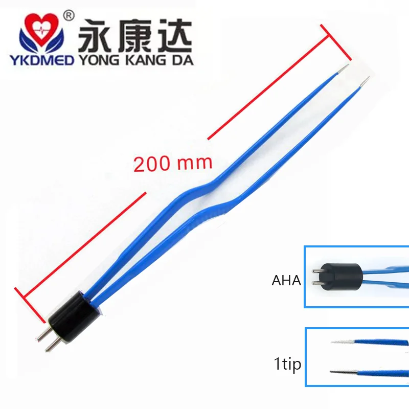 Bipolare Zangen Reusable Non-Stick Electrosurgical Curved Bipolar Forceps With Cablelength 200mm  tip 1.0mm