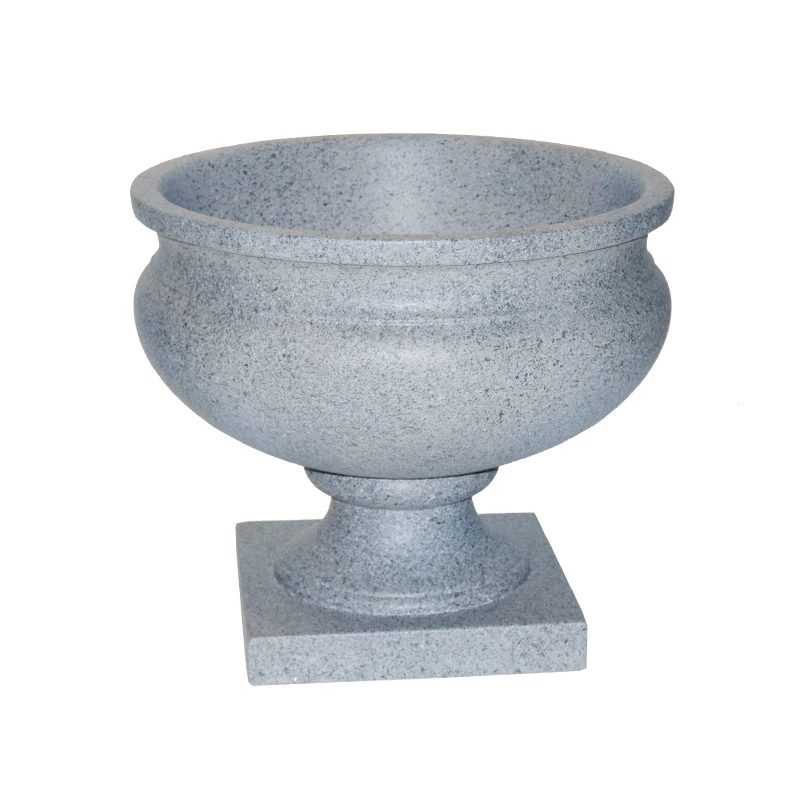 Home Decorative Plant Pots Grey Urn Planter Indoor Outdoor Fiber Clay Flower Plant Pots