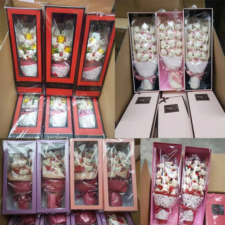 Новый стиль подарок на день матери синяя милая плюшевая игрушка плюшевый мишка букет