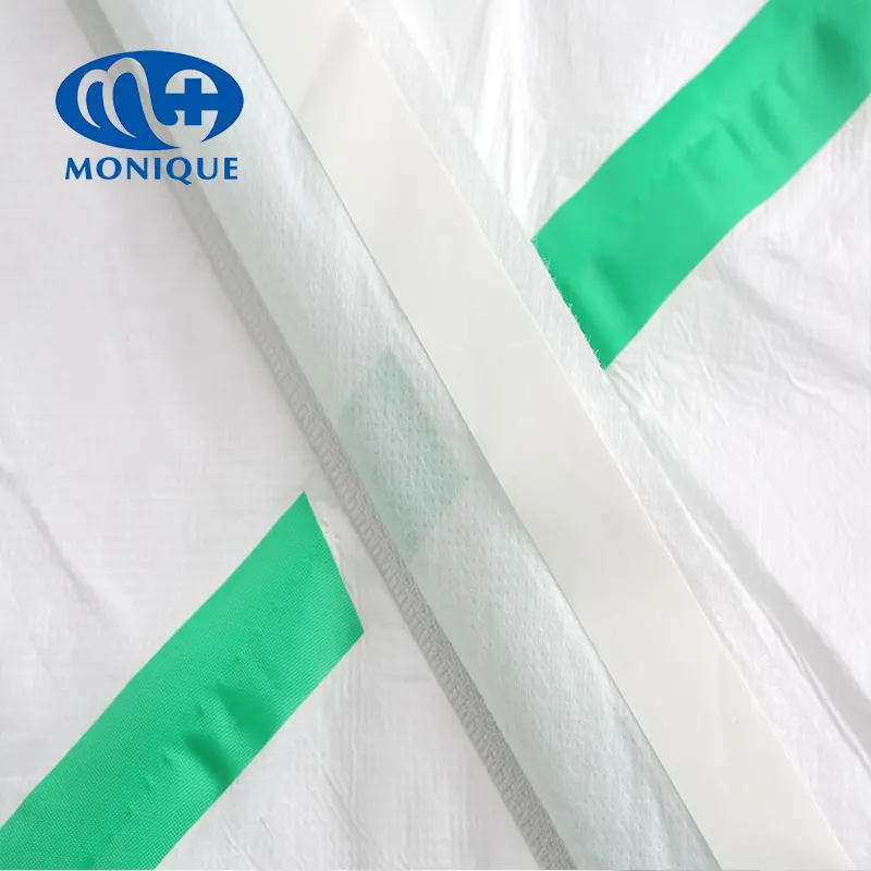 65-70gsm pp+pe hazmat chemical blue green tape glue on medical protection coverall clothing