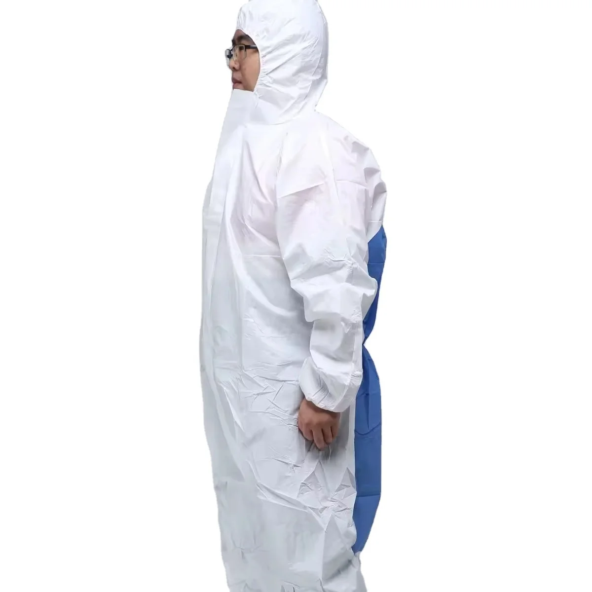 Type 5/6 Protective SMS Back Coverall PPE Suit for Car Spraying and Repairing