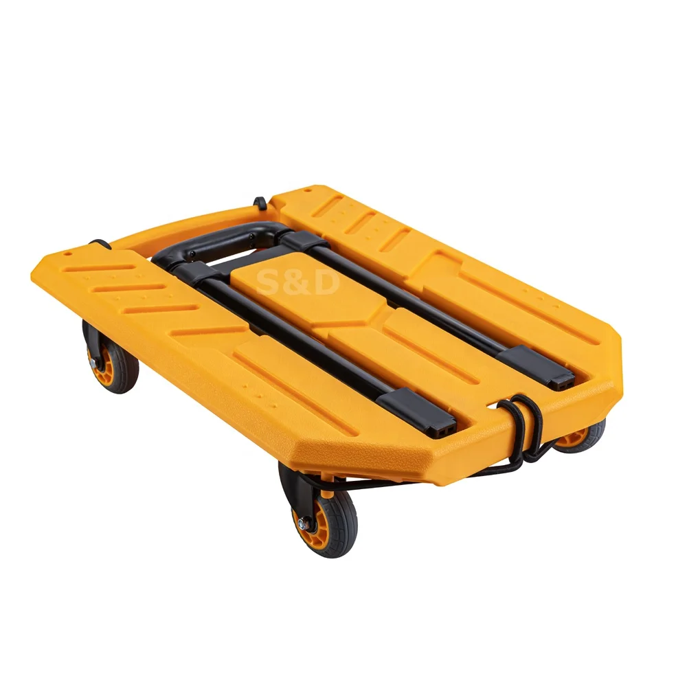 
Compact steel heavy duty platform flatbed portable retractable 4wheel folding hand dolly shopping luggage trolley cart truck 