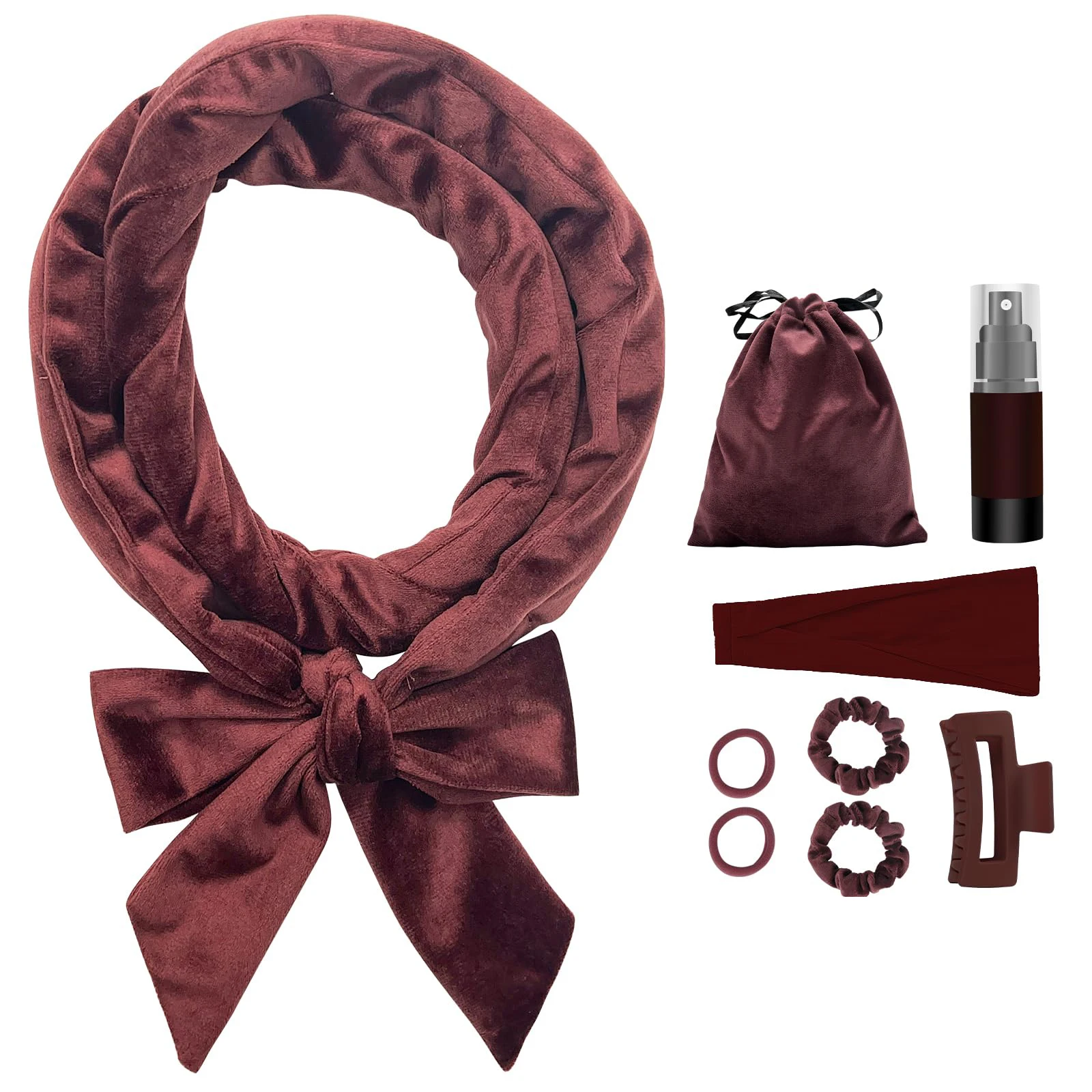 Black Velour Lazy Hair Curls Roller Wrap Non Heat Overnight Hair Curler Headband No Heat Curling Rod Headband