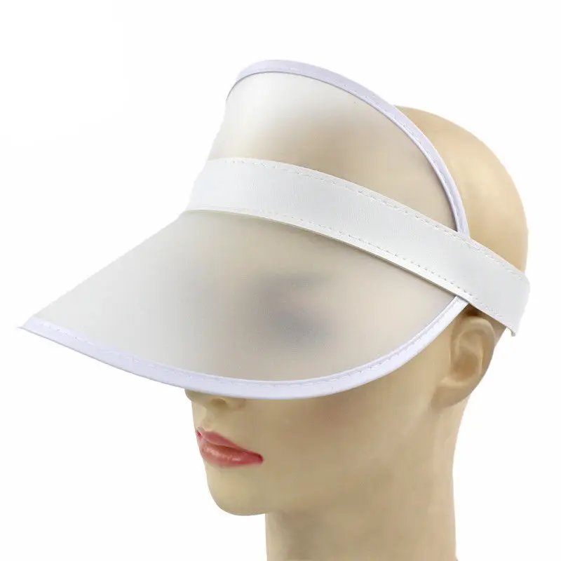 Women Plastic Pvc white trim foggy white visor Uv protection Hat for Summer Sports
