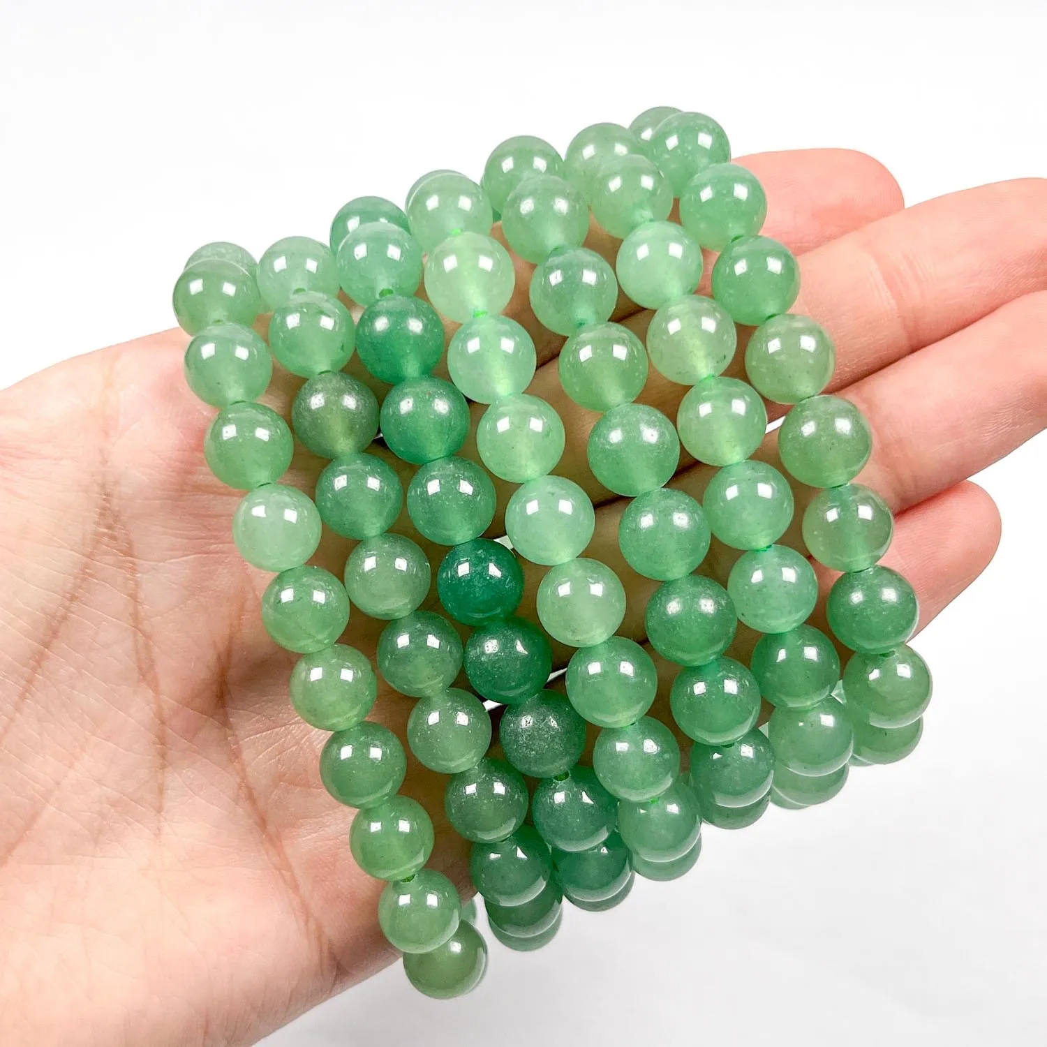 Wholesale 6mm 8mm Natural Green Aventurine Crystal Beads Bracelet Polished Charm Energy Bracelet for Love Gift