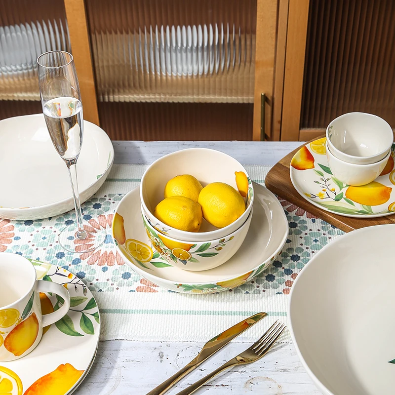 Creative decal restaurant hotel tableware wedding serving bowls plates sets dinnerware ceramic dinnerware sets