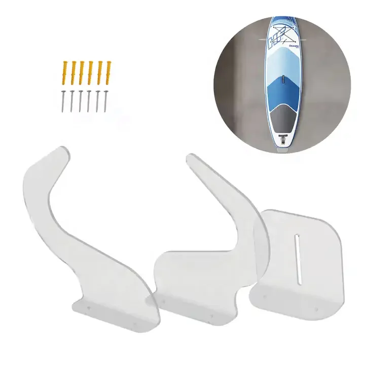 Clear Acrylic Surf Board Rack Surfboard Wall Mount Rack Surfboard Skate Display Stand