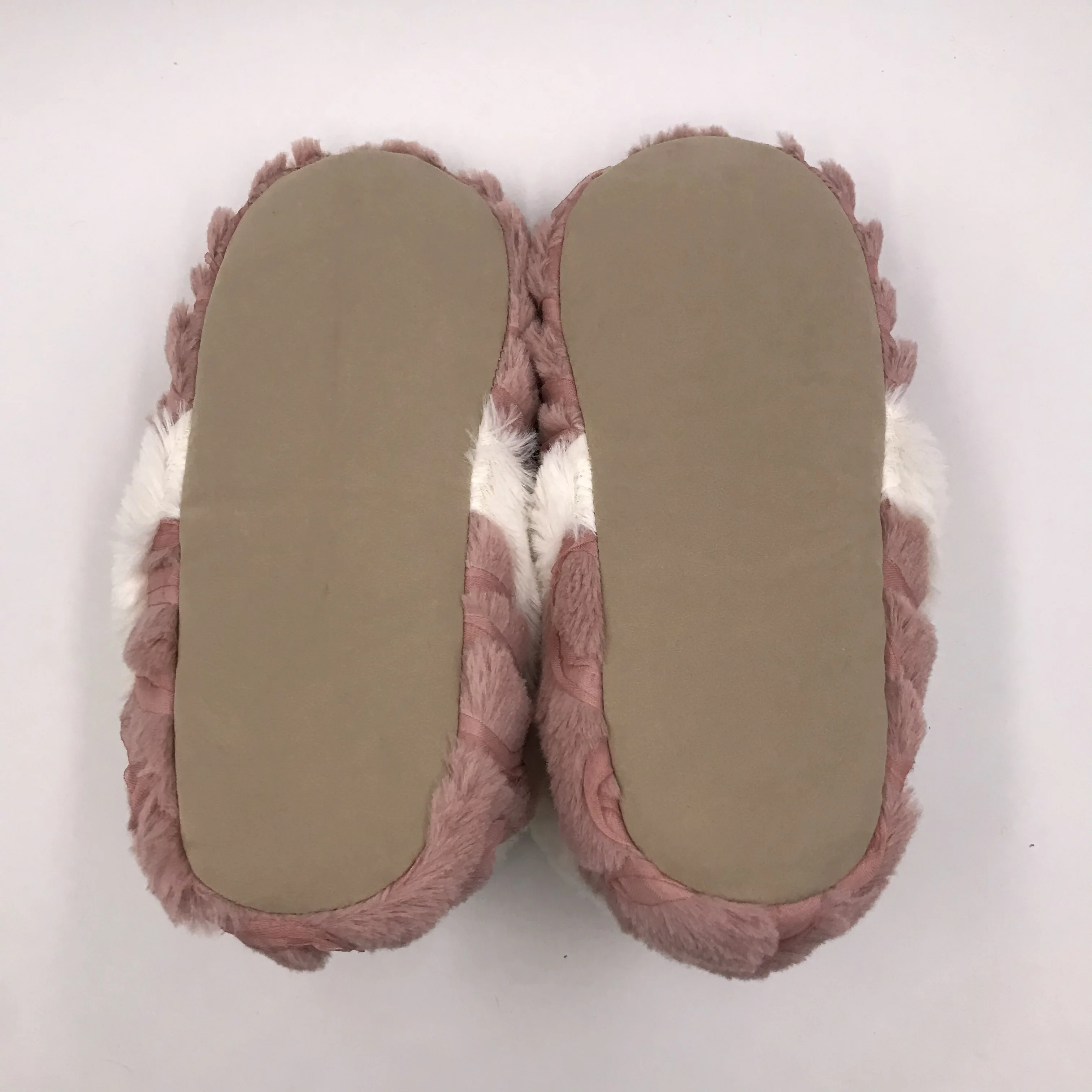 PV plush upper high quality PU leather sole full closed womens bedroom slippers