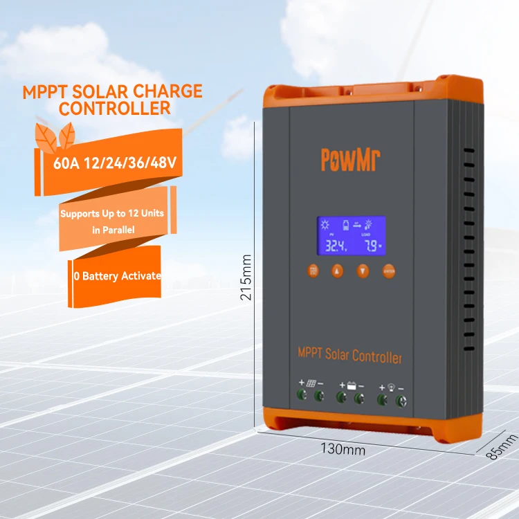 PowMr 60 amp MPPT Charge Controller 12/24/36/48V Auto can Parallel 12 units Solar Charger Controller Regulator