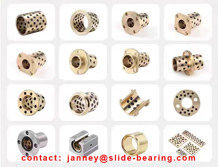 Graphite Plugged Bronze Bushings custom graphite impregnated brass bushing flanged brass bushing with 4 holes