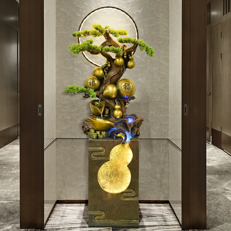 Chinese-style Gourd Rockery Flowing Water Fountain Ornaments Living Room Entrance Hall Store Opening New Home Gift Lucky Deco
