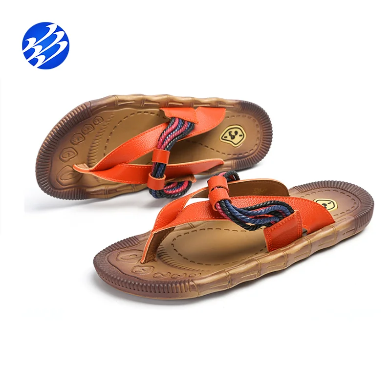 
Summer Thermoplastic Rubber Men Slide Outdoor Leather Flip Flops 
