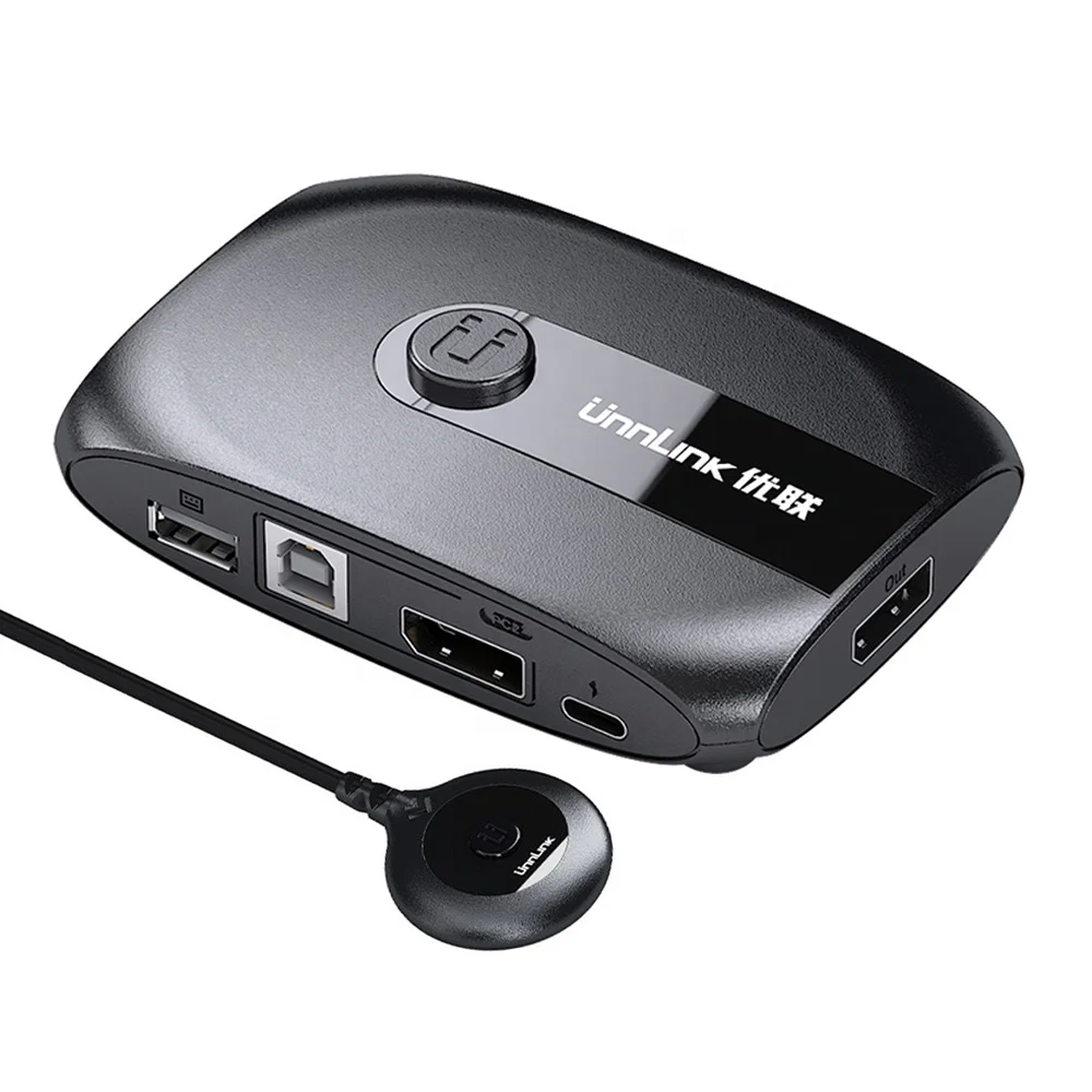 Unnlink DP1.2 4K60Hz KVM switcher 2 ports Devices Keyboard Mouse Control 2 Computer Video Switcher ODM OEM