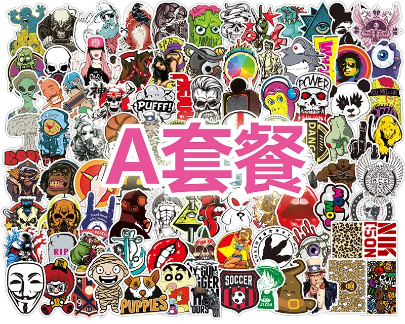 New Hot 100Pcs Random No Repeat Mixture Decal Stickers Doodling Travel DIY Stickers for laptop