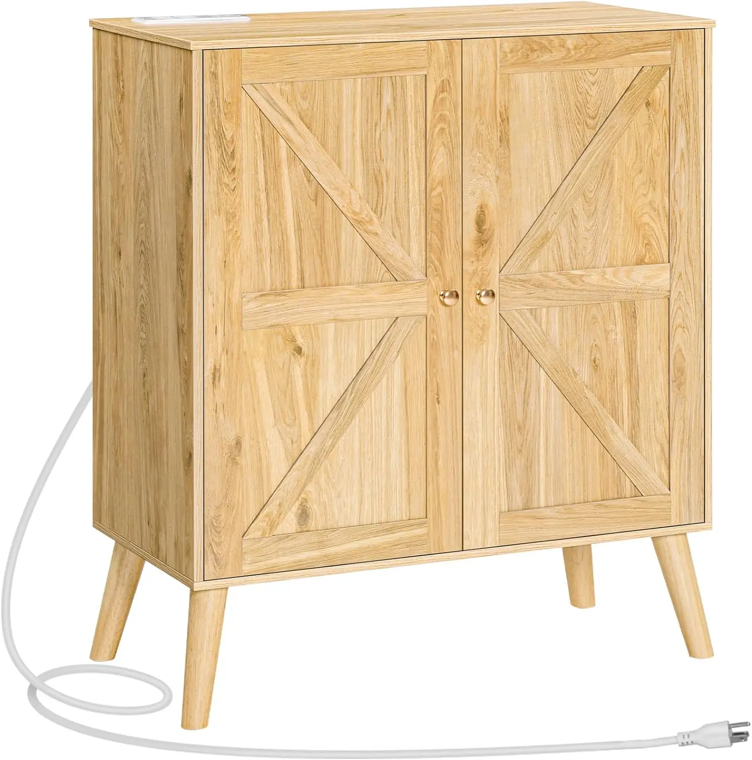 Sideboard Buffet Cabinet with Storage, Power Outlet, Kitchen Cupboard Adjustable Shelves for Living Room,