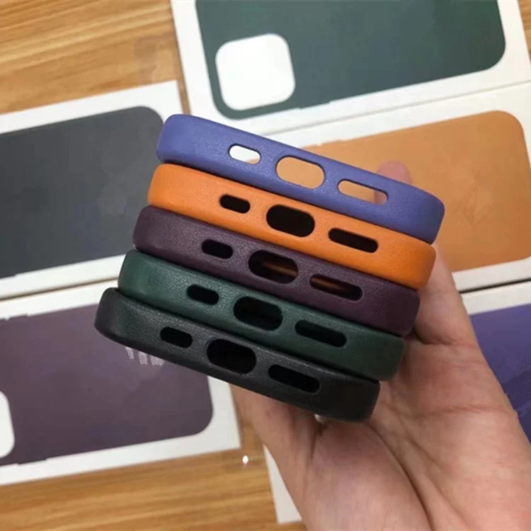 WOWCASE 2023 Genuine Smooth Leather Phone Case Mobile Phone Case For iPhone 13 14 15 Pro Max With Magnetic Animation