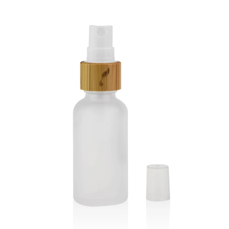 5ml 10ml 15ml 20ml 30ml 50ml 100ml Clear frosted essential oil bottle with bamboo sprayer cosmetic spray mist bottle