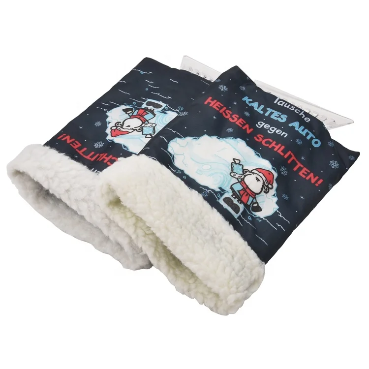 210D Oxford Cloth Custom logo plastic ice scraper with glove windshield snow scrapers ice scraper mitten