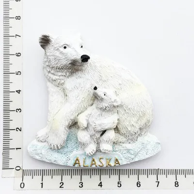 Creative Alaska Cultural Tourism Souvenir Stereotypical Hand Painted Decorative Refrigerator Magnet Resin Refrigerator Magnets