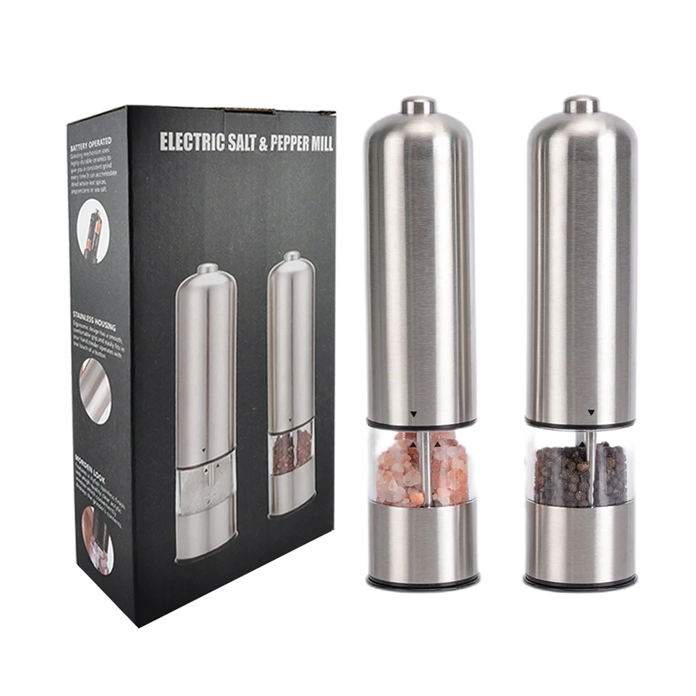 Hot Selling One Handed Push Button Peppercorn Electric Salt and Pepper Grinder Set For Kitchen