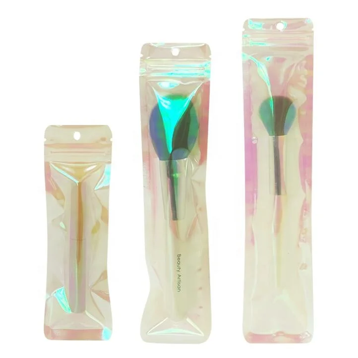 Clear Rainbow hologram candy gift bag Cosmetics earrings jewelry bag snack zip bag