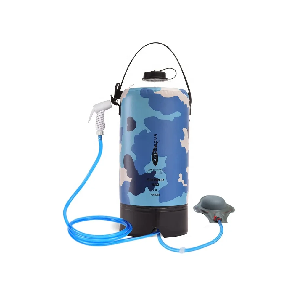 10L Shower Bag Pump Pressure Water Bag Outdoors Folding Portable Camping Shower