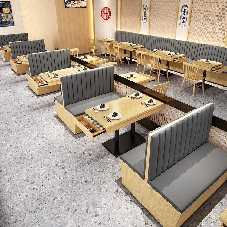 UPTOP Custom Made dark grey Furniture Fast Food Restaurant Furniture Sofa Booth Seating