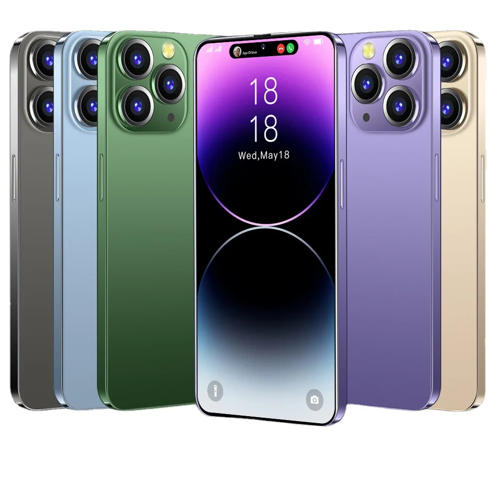 Brand New i14 Pro Max Unlock 5G 6.8 inch FH Smartphone 16GB+1TB 3 Rear Camera Phone with 7800mah  Mobile Phones