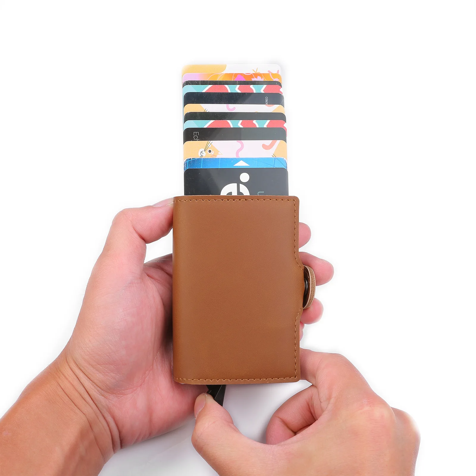  Держатель для кредитных карт тонкий кошелек с блокировкой RFID из искусственной кожи винтажный двойной алюминиевый держатель