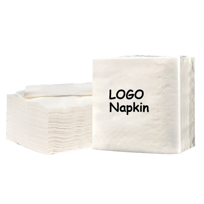 Cheap price hot selling 2ply 23*23cm customizable 1-2 color logo disposable personalized serviette cocktail beverage napkins