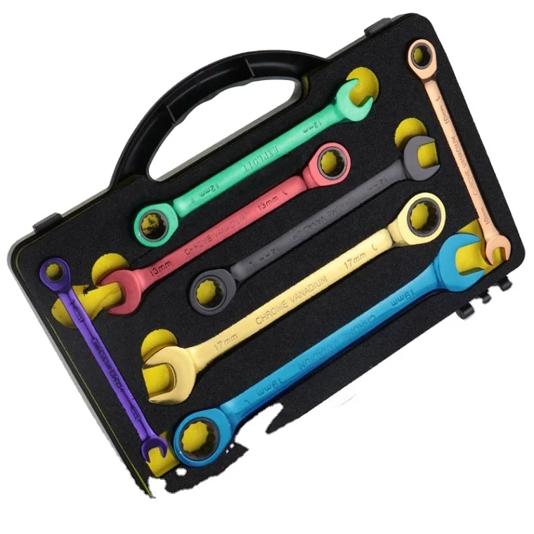 Hot Sale Colorful Heavy Duty Open End Combination Ratchet Wrench Tools Portable Combination Rachet Wrench Set