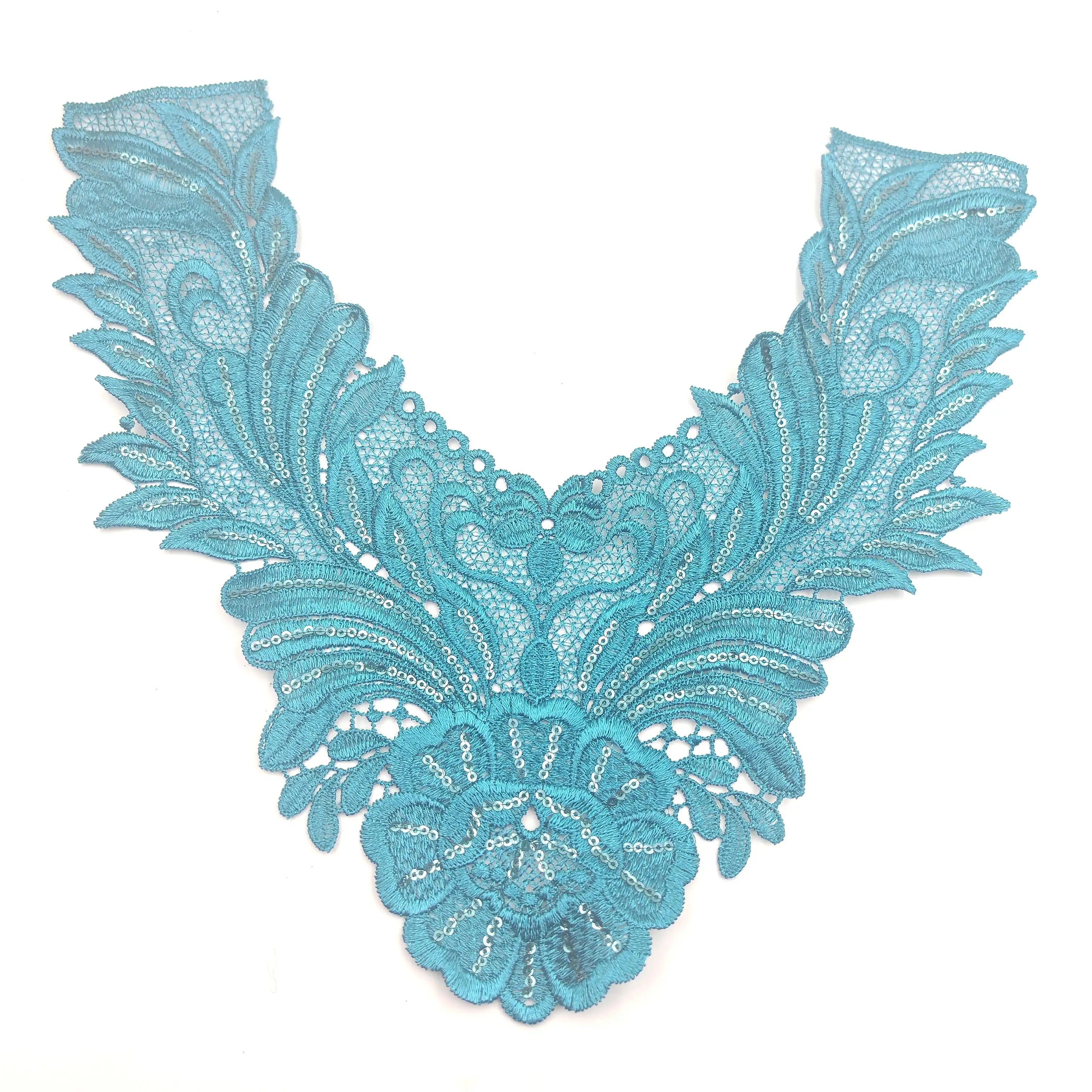 High quality Neckline Lace african fabrics embroidery Chemical lace trim Collar for decor clothes wed