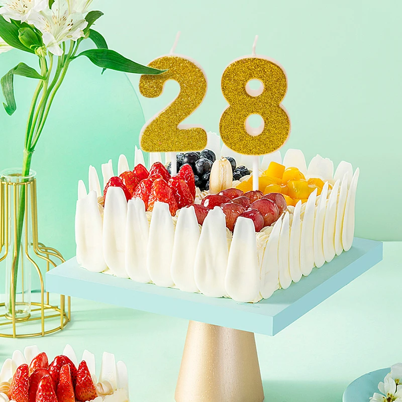 Latest Design Luxury Glitter number birthday candles with paraffin wax made