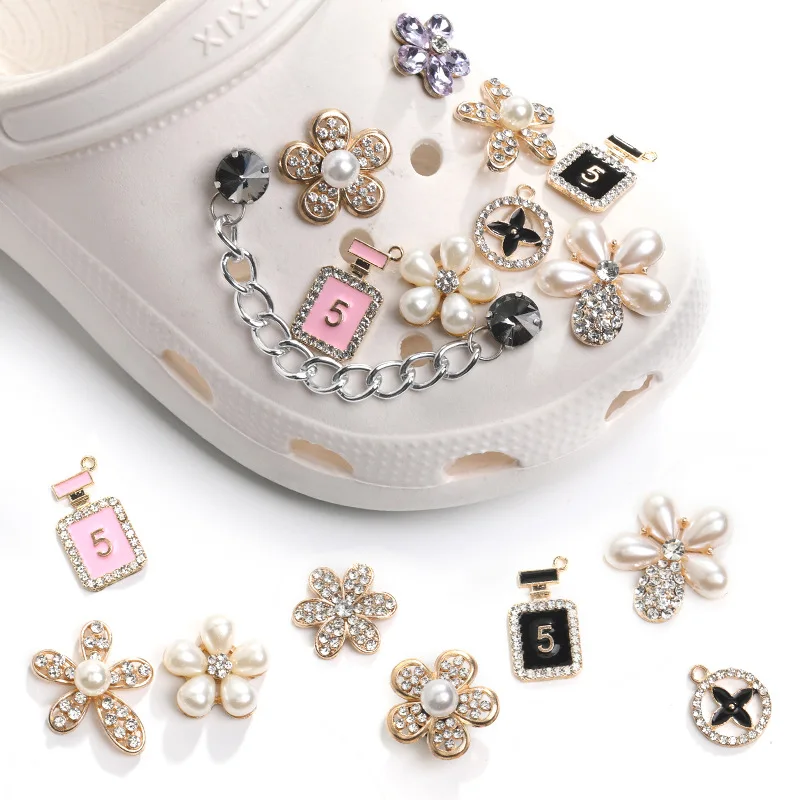 designers metal luxury bling custom rhinestone metal disigners metal brand  shoe charms for clog shoes decoration wholesale